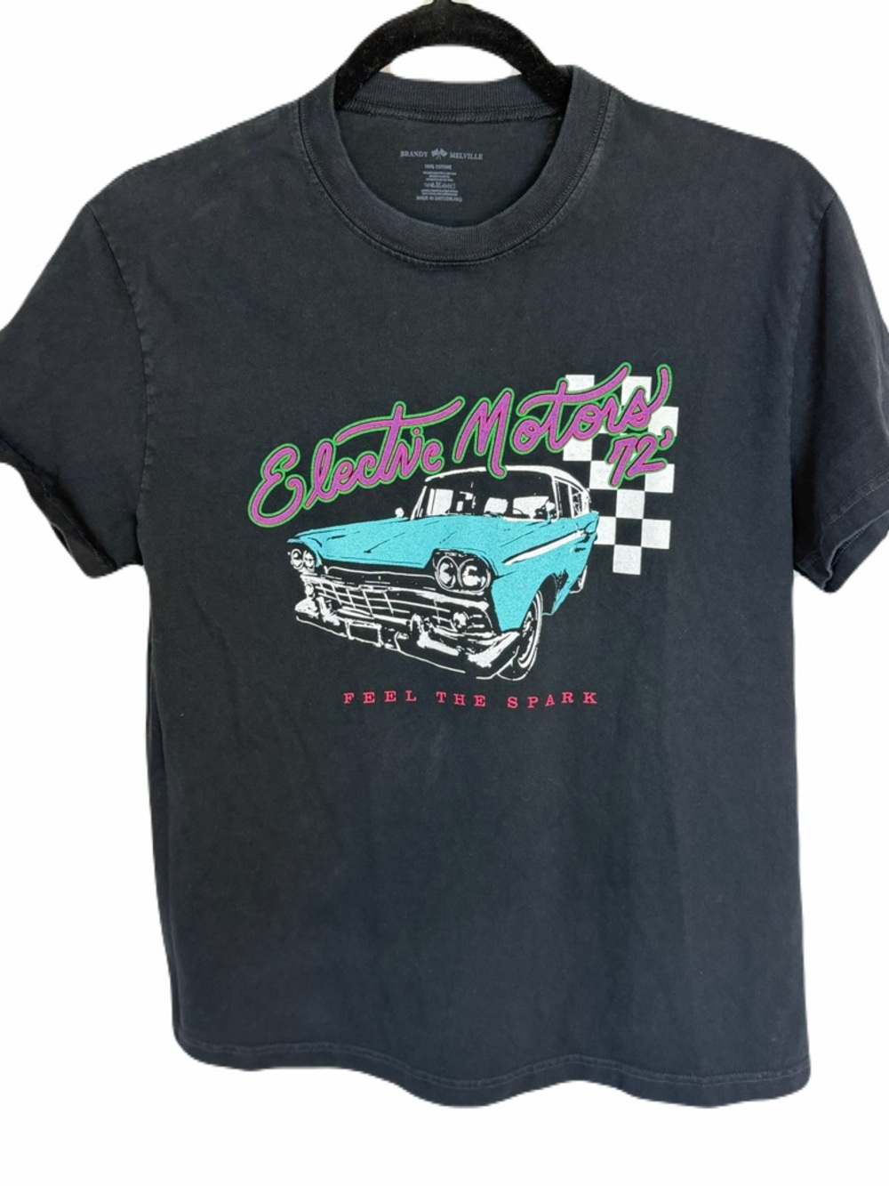 Brandy Melville Electric Motors Classic Car Graphic Tee size Small or Medium - Picture 2 of 6